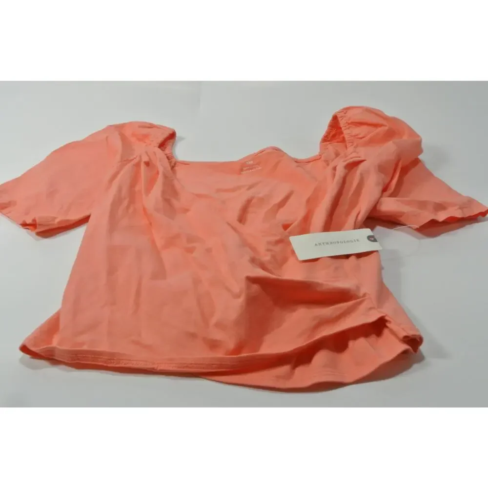 Anthropologie Women's Puff-Sleeve Wrap Top Pink XXS NWT 98
